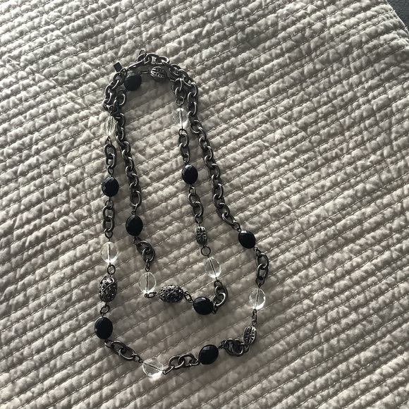 1928 necklace with black, clear, and silver coloured beads 38” - Picture 2 of 4